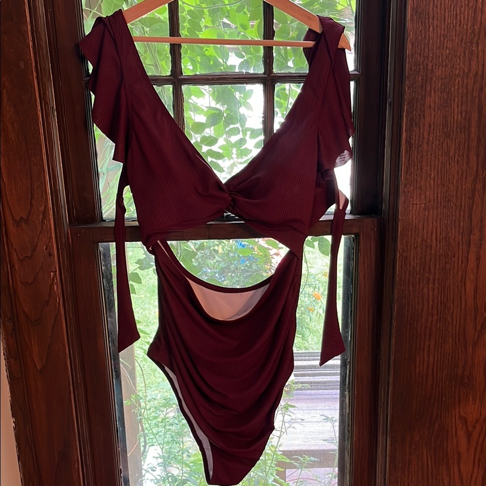 Maternity Burgundy One-Piece Swimsuit